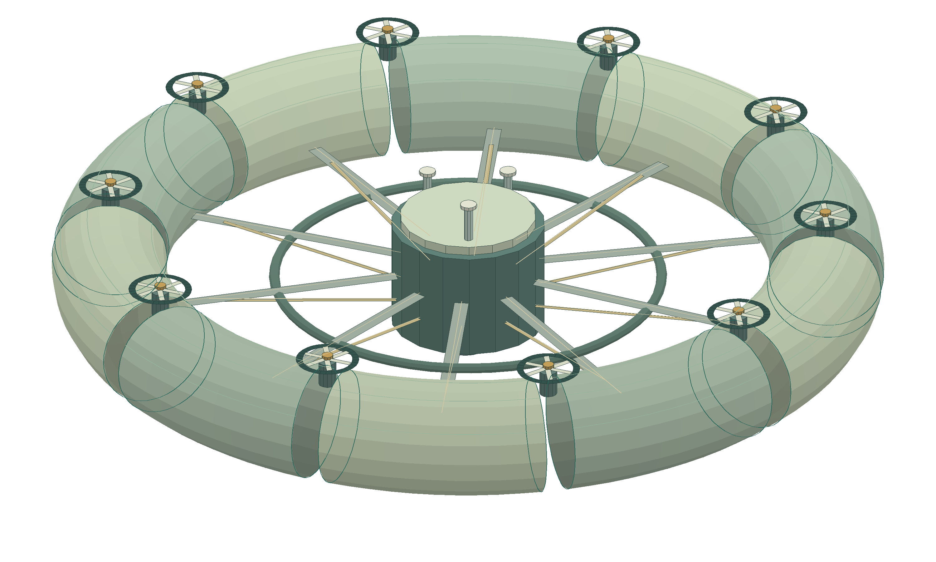 Original design-intent illustration of the NOMAD H annular regional node, with lift cells surrounding a central mission core