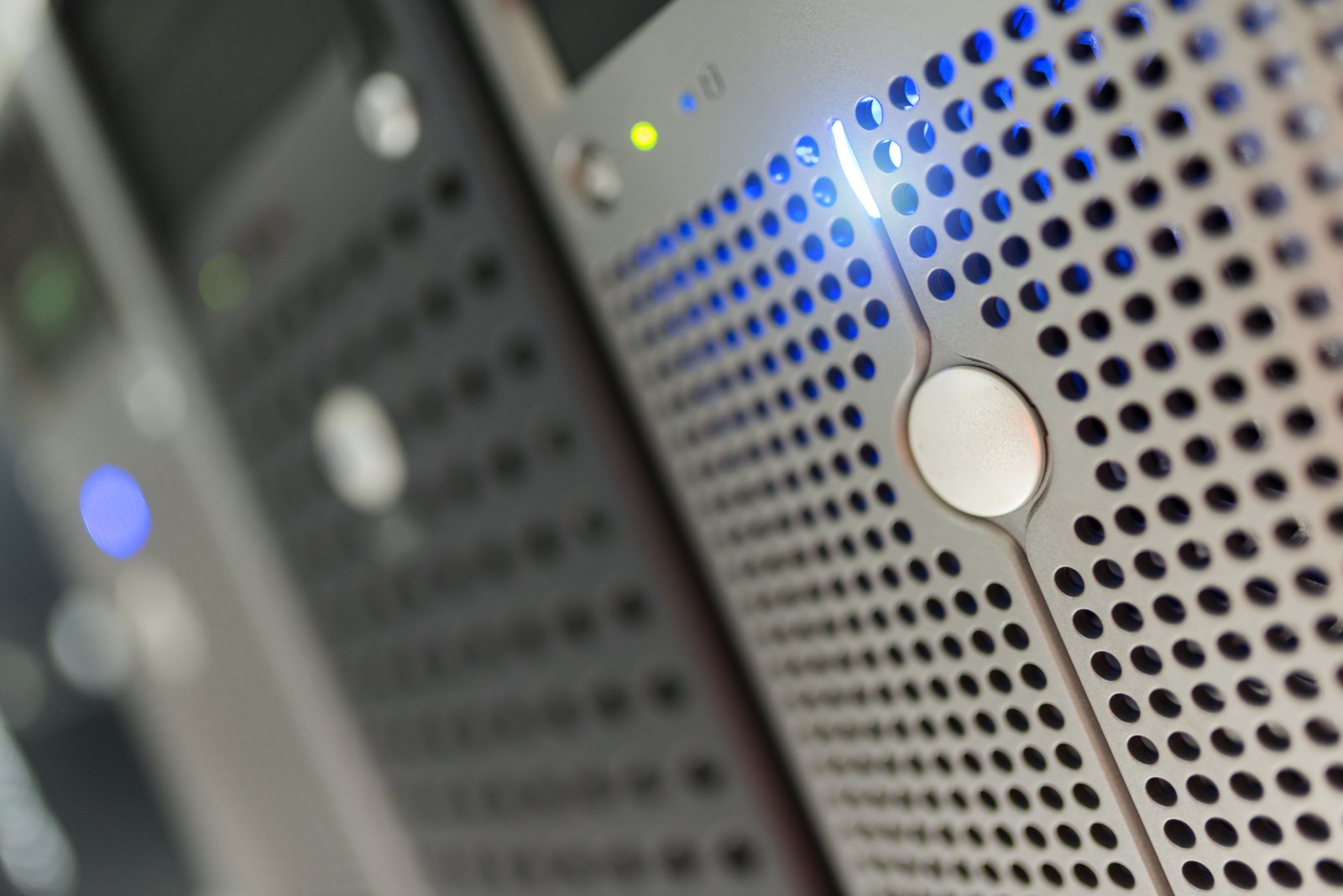 A close view of data-centre server equipment