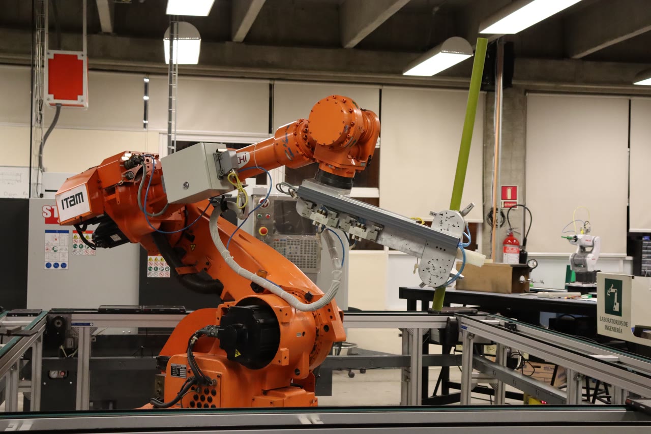 A robotic arm in a laboratory