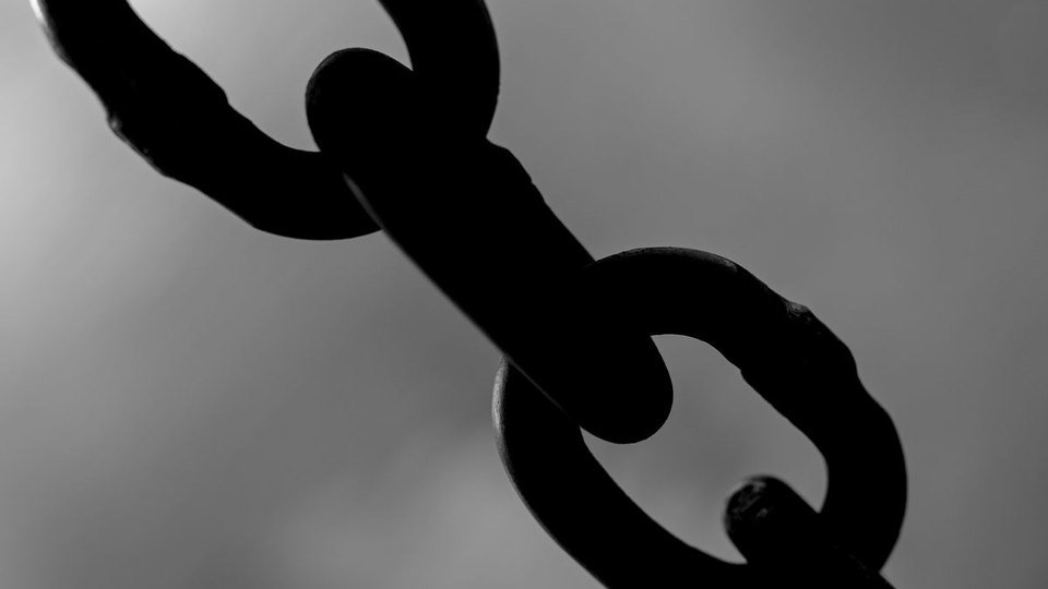 Close-up of connected metal chain links